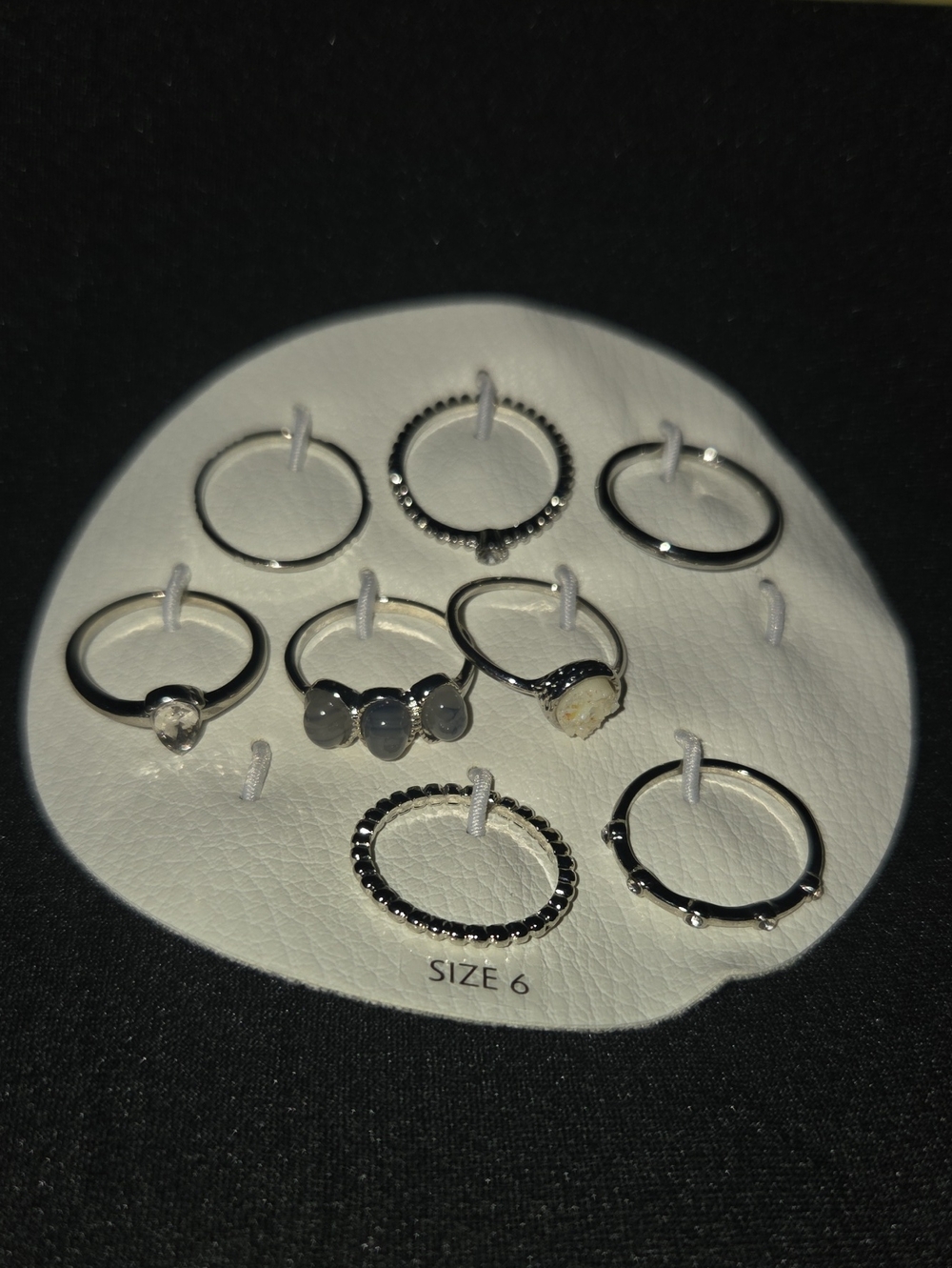 Sterling Silver Tone Women's 8-Piece Ring Set - Size 6 (Silver)